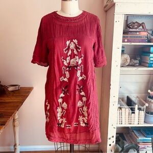 Free People ‘Perfectly Victorian’ Red Embroidered Mini Dress